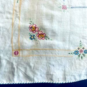 South American Cross-Stitch Card Tablecloth.